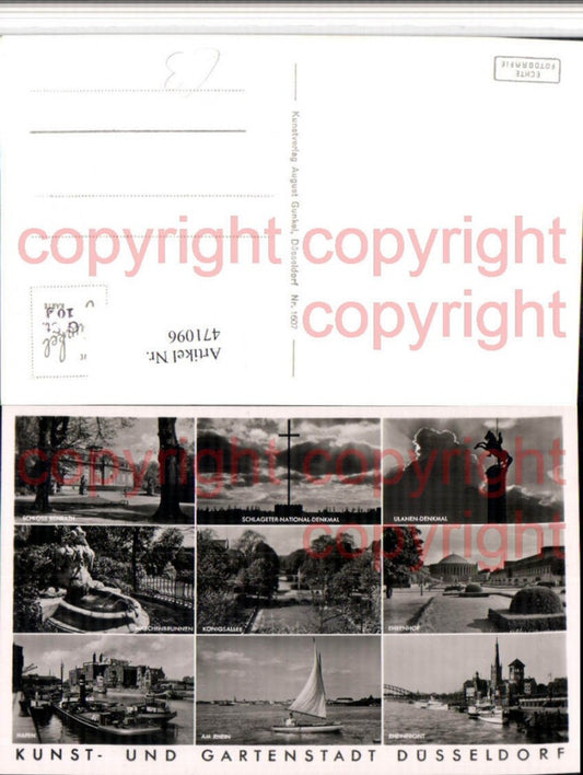 471096,Düsseldorf Schloss Ehrenhof Segelboot Hafen Mehrbildkarte