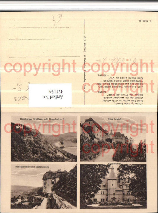 471174, Dorndorf Castles Rococo Palace Goethe Palace Multi-view postcard
