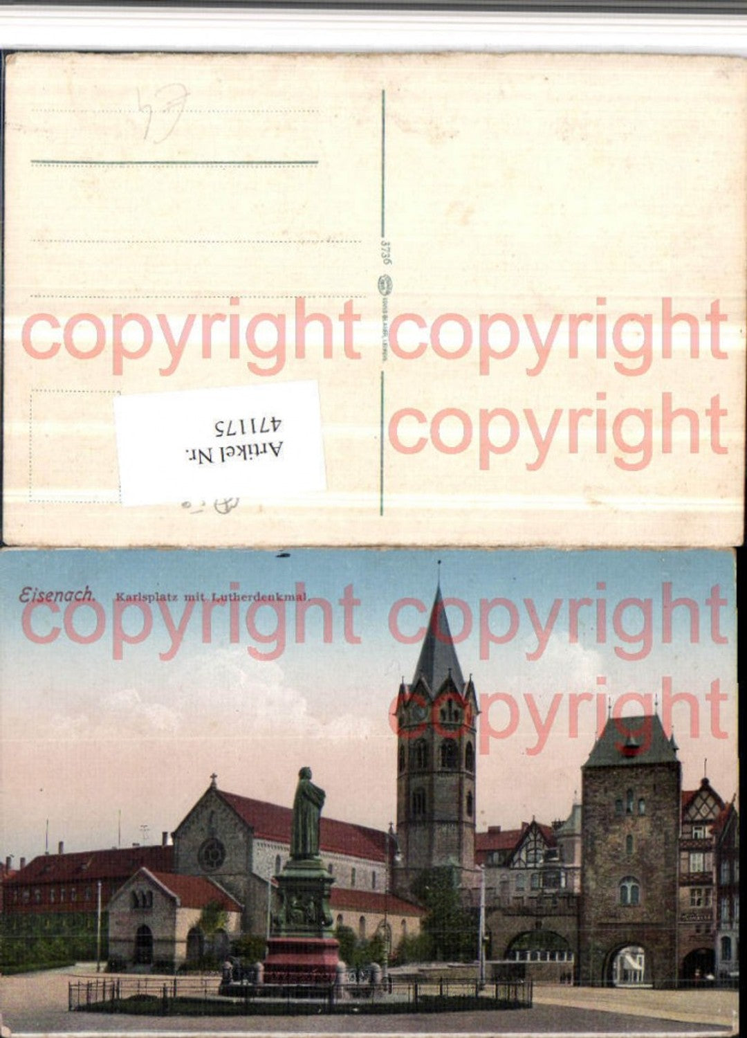 471175, Eisenach Karlsplatz with Luther monument, statue, church