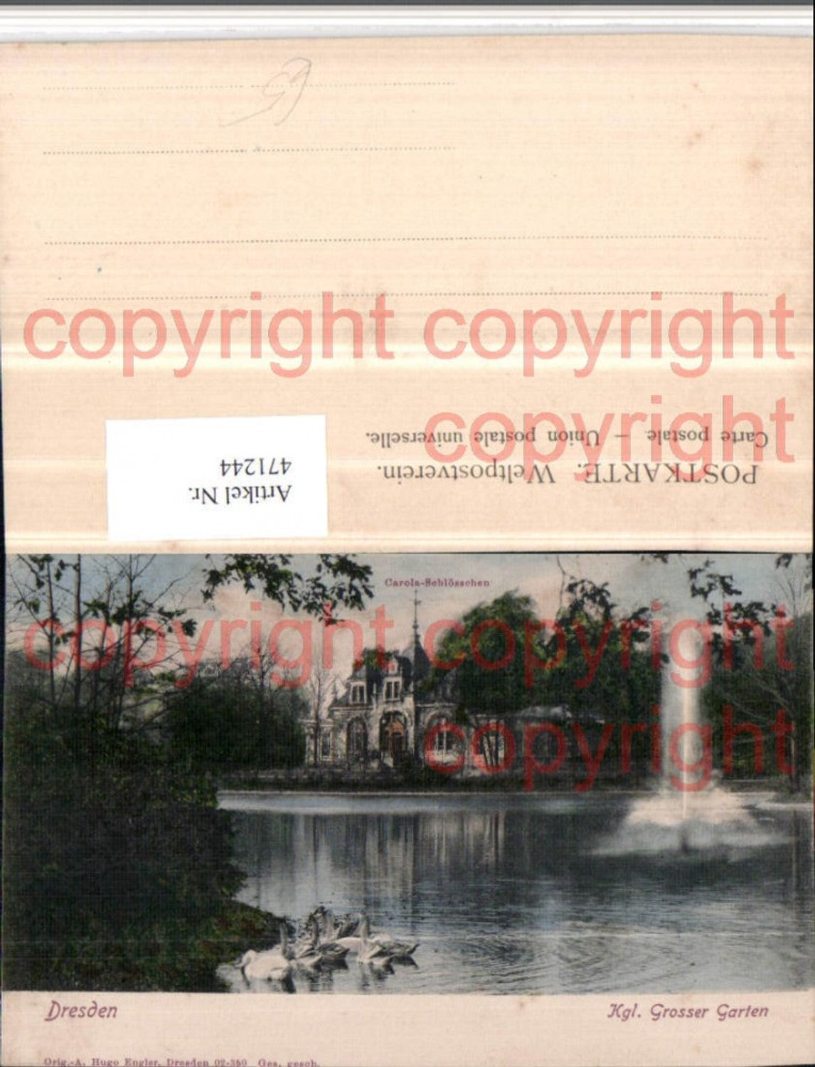 471244,Dresden Großer Garten Teich Schlösschen Fontäne