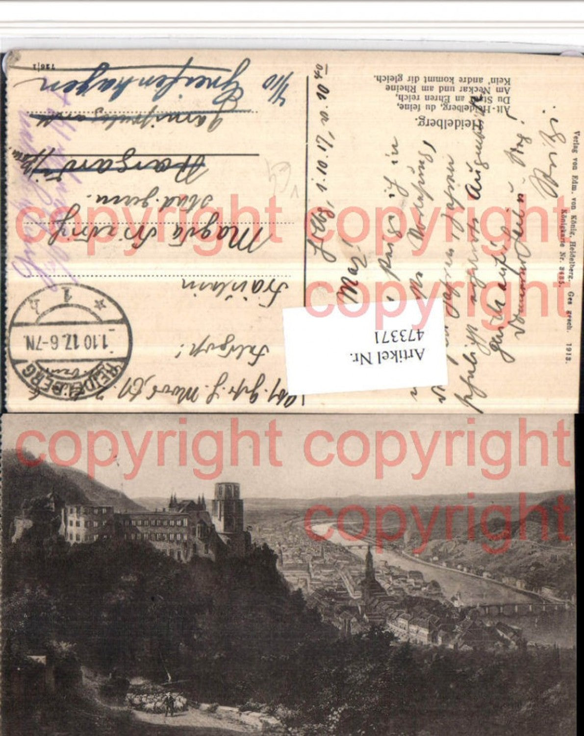 473371,Heidelberg Totale m. Schloss pub Edmund v. König 3435