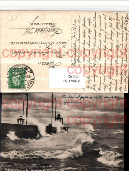 473392,Friedrichshafen am Bodensee Brandung an d. Hafenmole