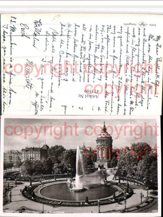 473399, Mannheim Friedrichsplatz with water tower fountain