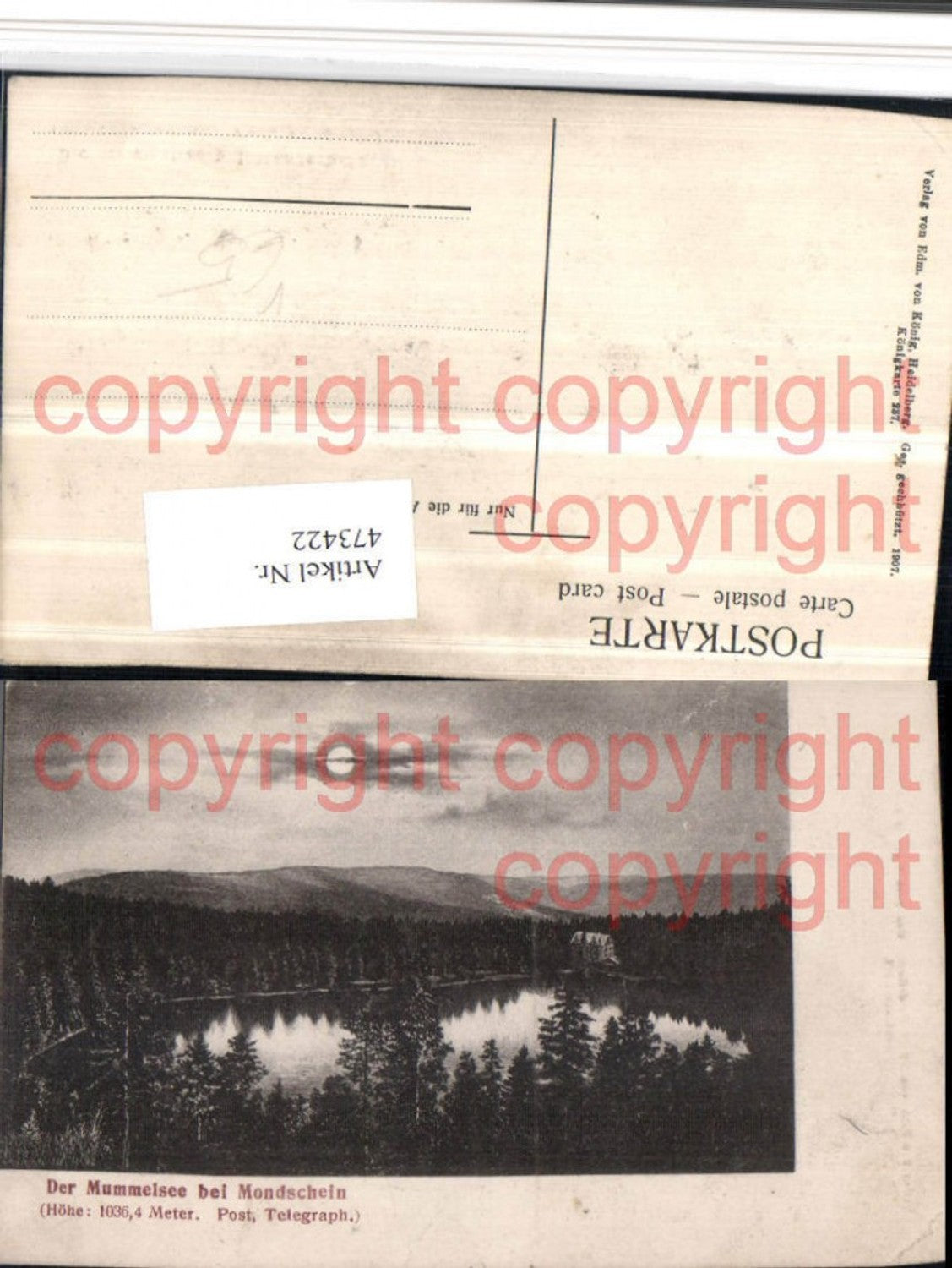 473422,Mummelsee See b. Seebach Mondschein pub Edm. König 237