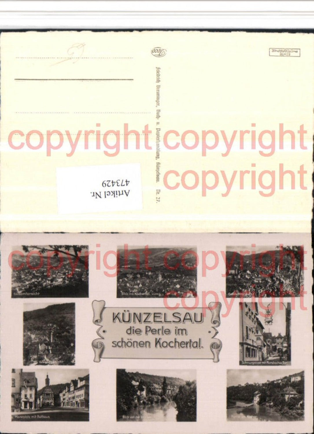 473429,Künzelsau Totale Marktplatz Rathaus Mehrbildkarte