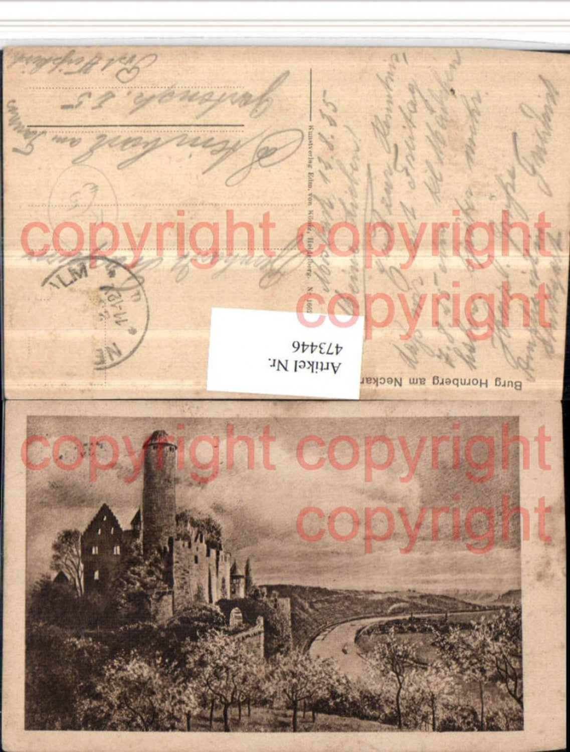473446,Künstler AK Burg Hornberg am Neckar b. Neckarzimmern