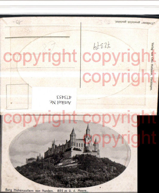 473453, Hohenzollern Castle near Bisingen, embossed passe-partout