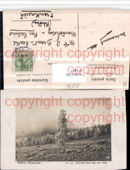 473467, Rare photo AK Feldberg in the Black Forest, sinking fog over the forest