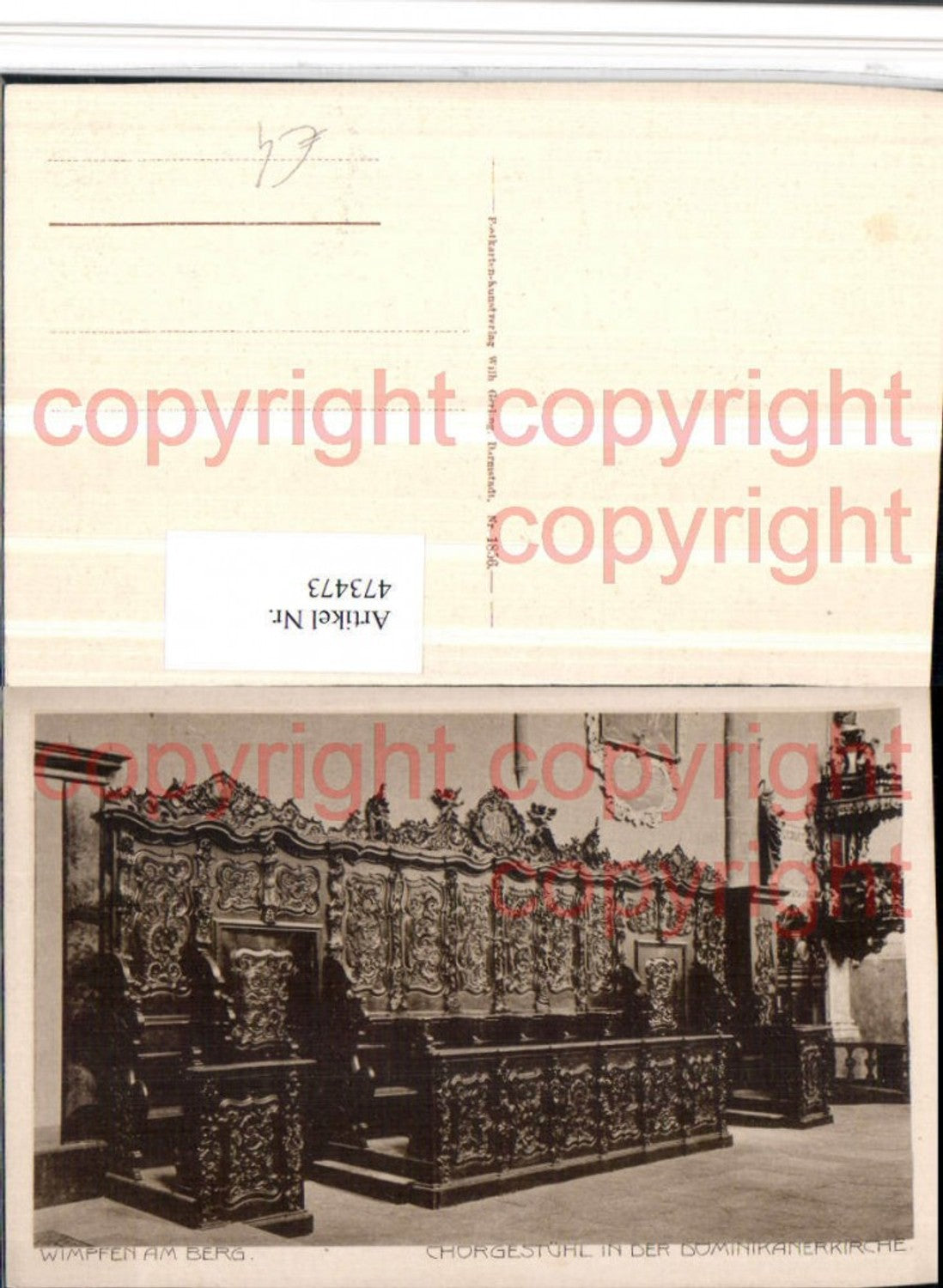 473473,Wimpfen am Berg Dominikanerkirche Kirche Chorgestühl
