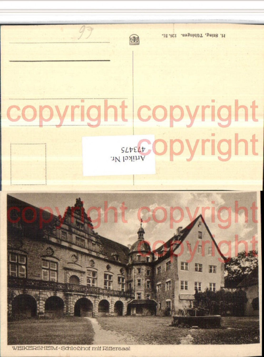 473475,Weikersheim Schloss Schlosshof m. Rittersaal Brunnen