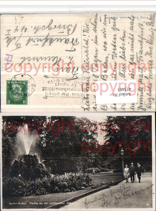 473483, Baden-Baden, section of Lichtentaler Allee, fountain