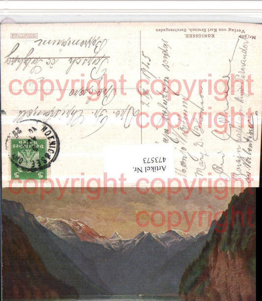 473573,Künstler AK H. Treiber Königssee See b. Schönau Bergkulisse