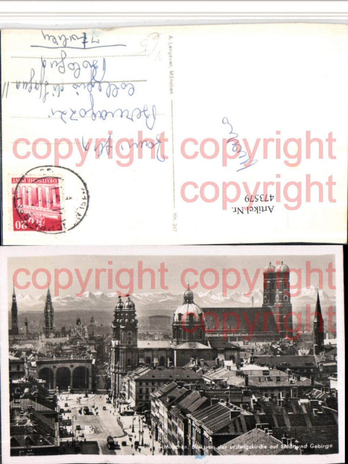 473579,München Teilansicht von d. Ludwigskirche m. Frauenkirche pub A. Lengauer 247