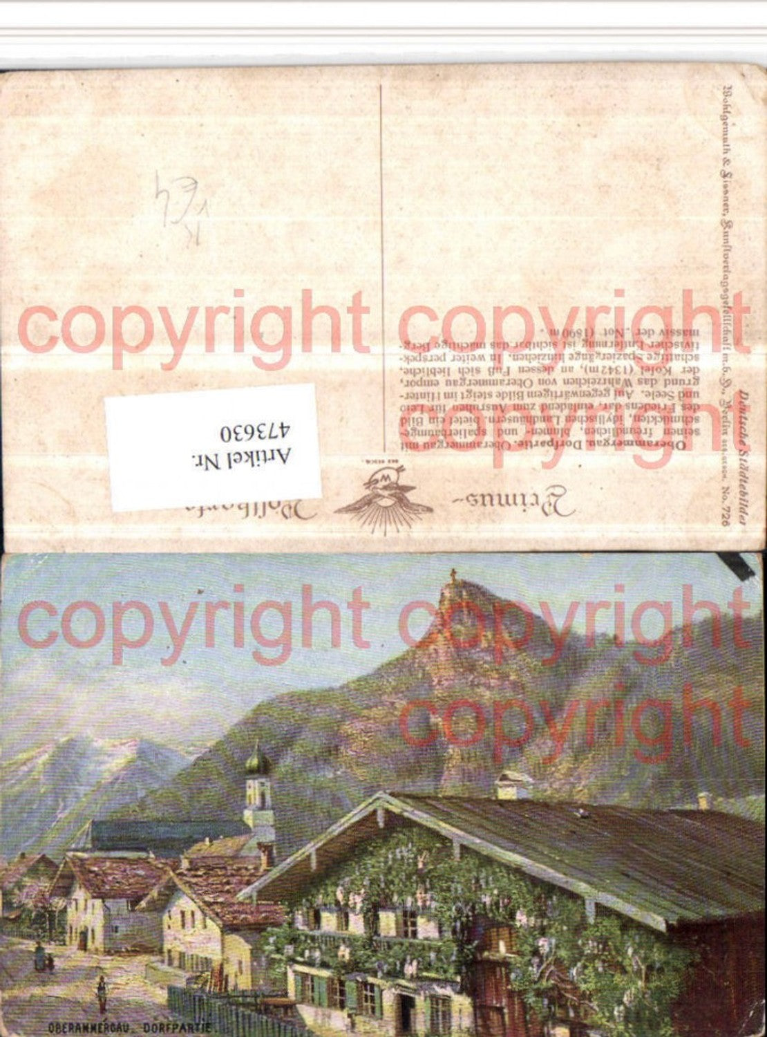473630,Künstler AK Oberammergau Dorfpartie pub Wohlgemuth & Lissner 726