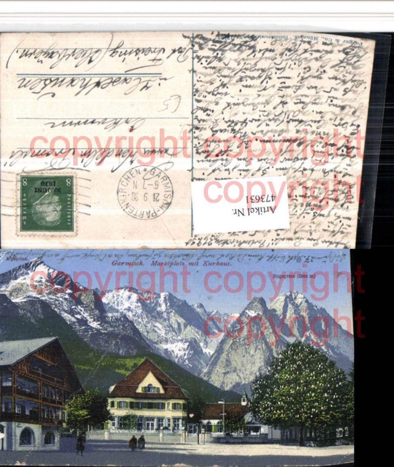 473631,Garmisch Marktplatz m. Kurhaus Bergkulisse