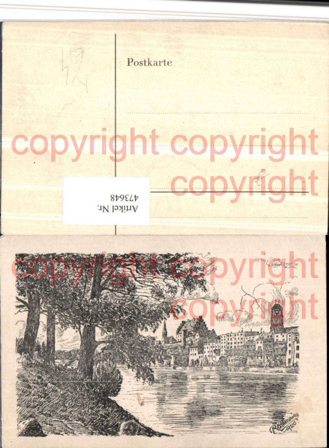 473648,Künstler AK Rothmaier Wasserburg am Inn Teilansicht