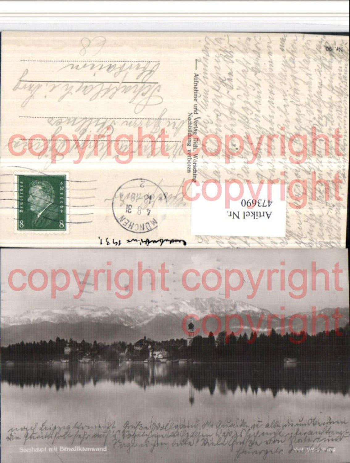 473690,Seeshaupt Teilansicht m. Benediktenwand Bergkulisse
