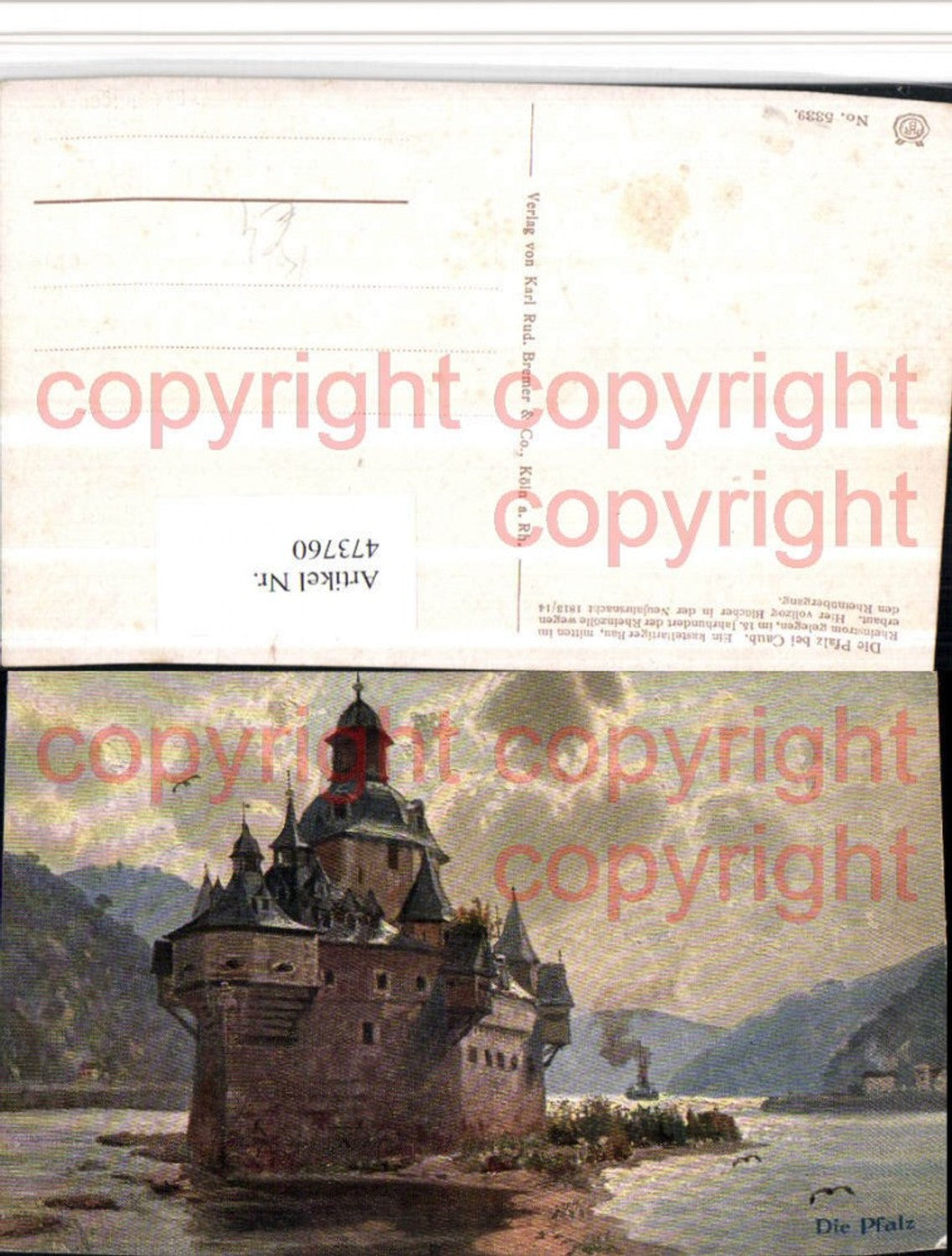 473760,Künstler AK Pfalz Pfalzgrafenstein b. Caub Kaub