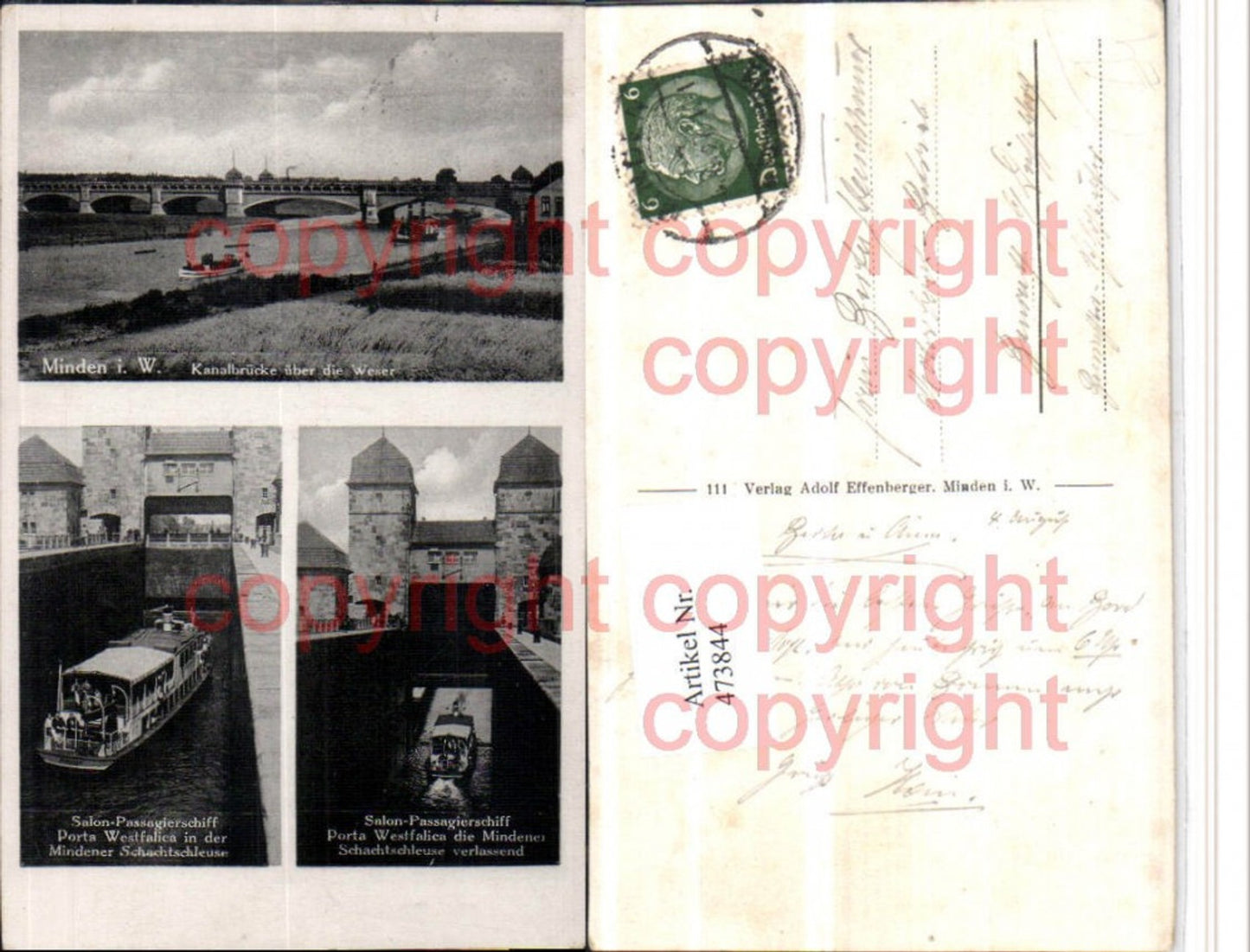 473844,Minden Kanalbrücke Salon-Passagierschiff Mehrbildkarte