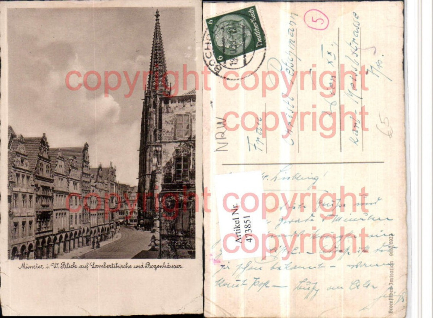 473851,Münster Blick auf Lambertikirche Kirche u. Bogenhäuser