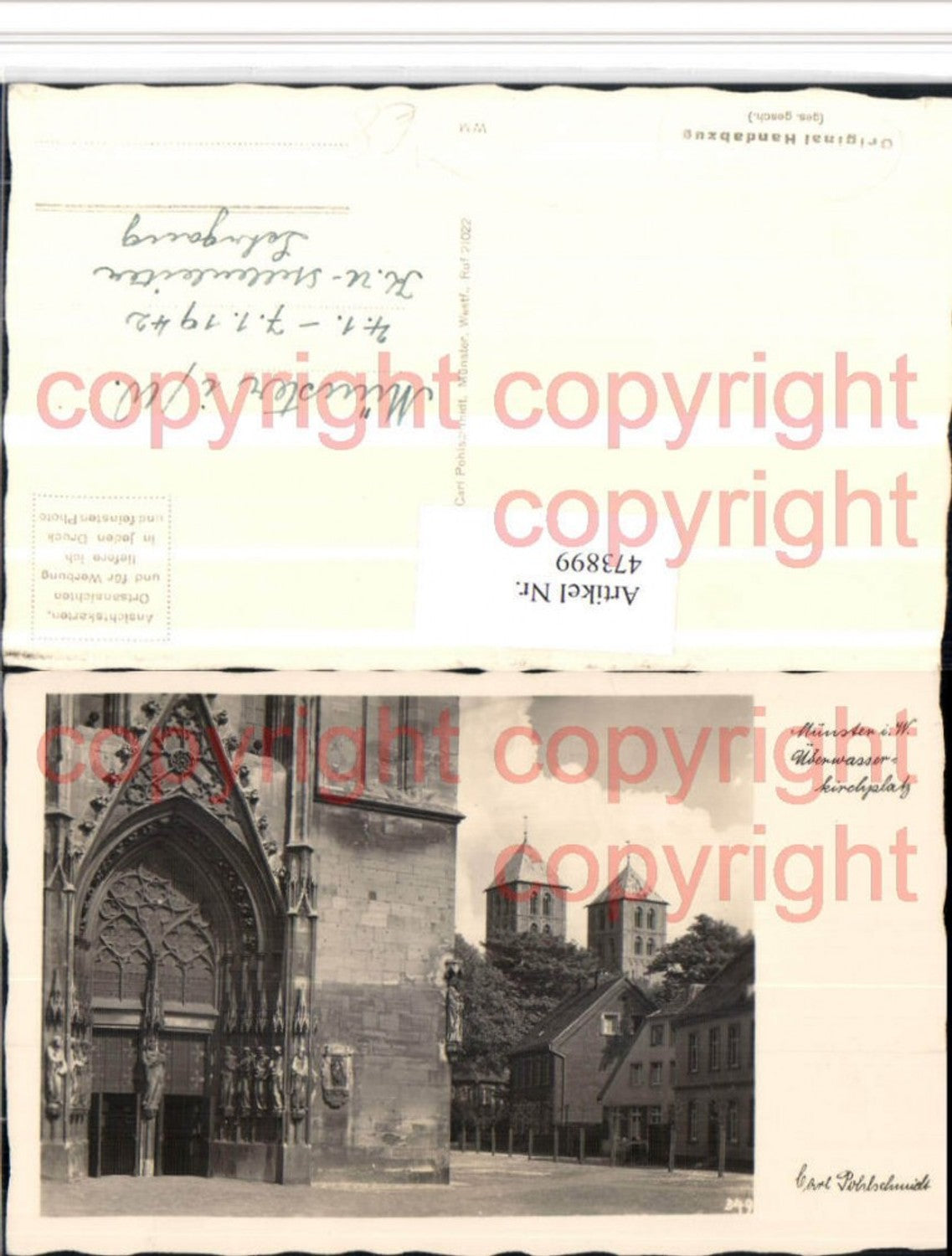 473899,Münster Überwasserkirchplatz pub Original Handabzug Carl Pohlschmidt