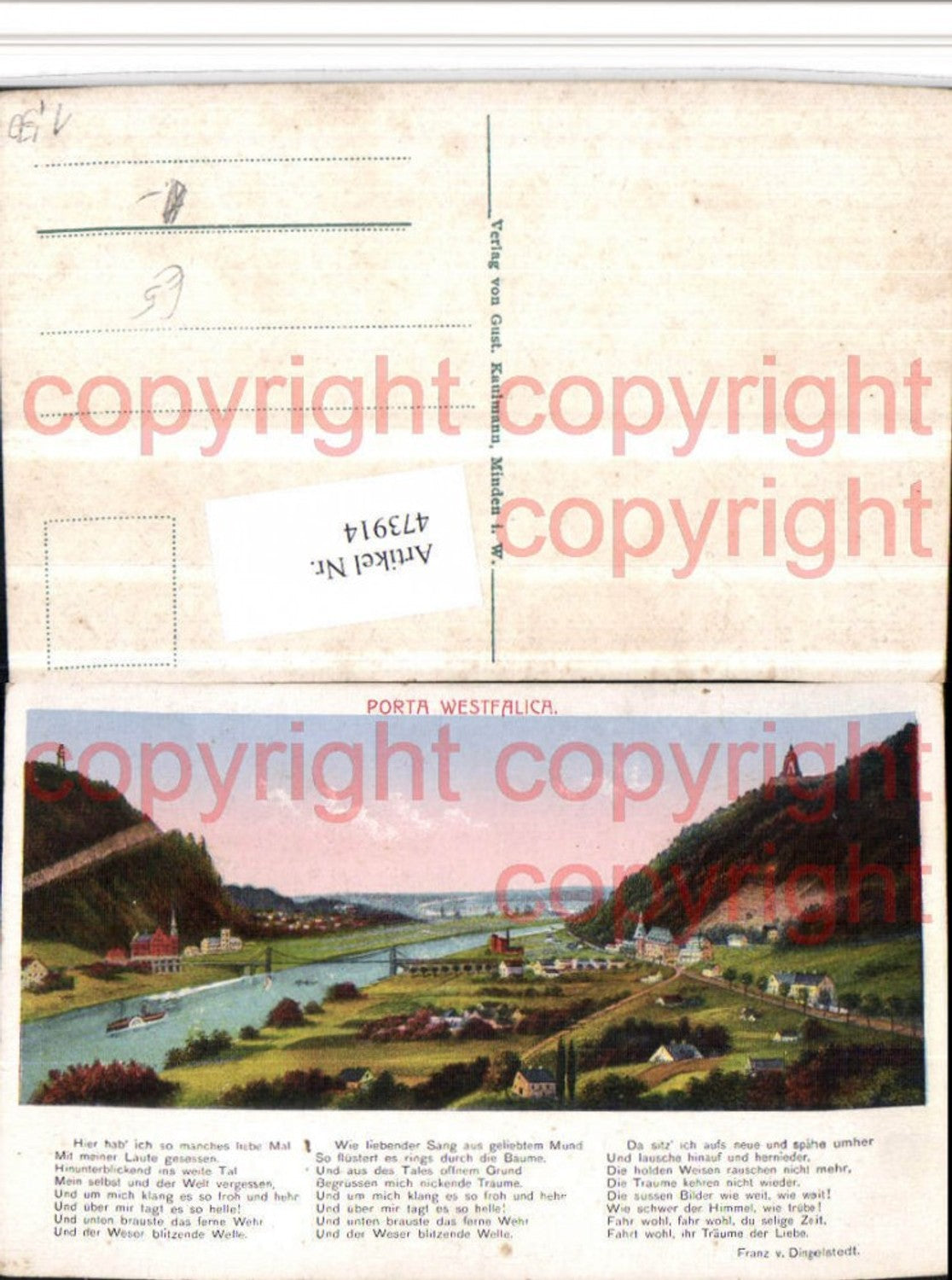 473914,Porta Westfalica Totale Fluss Brücke Text