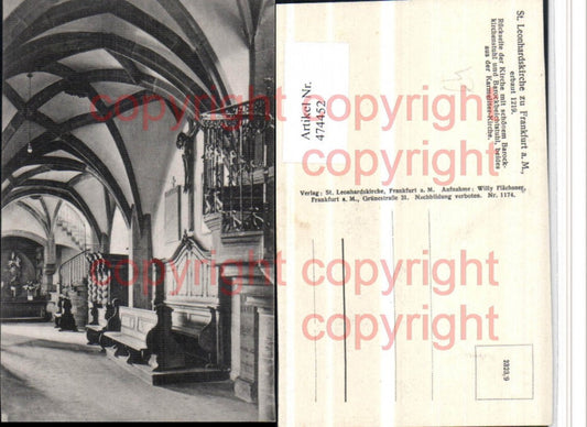 474452,Frankfurt am Main St. Leonhardskirche Innenansicht Barockkirchenstuhl