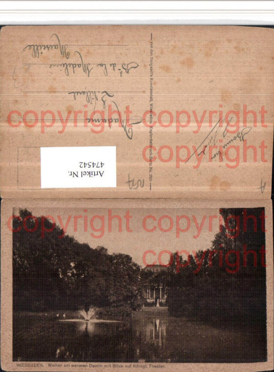 474542,Wiesbaden Weiher am warmen Damm m. Blick auf Theater