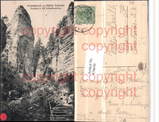 474650,Sächsische Schweiz Amselgrund b. Rathen Eingang in die Schwedenlöcher