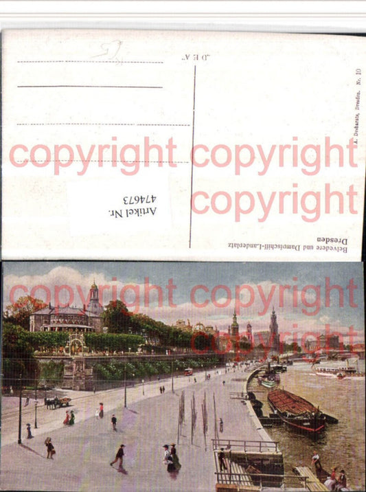 474673,Künstler AK Dresden Belvedere u. Dampfschiff-Landeplatz