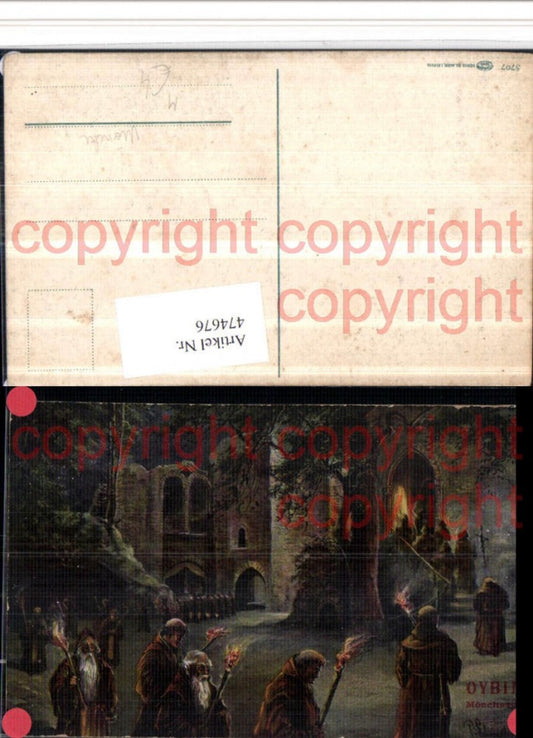 474676,Künstler AK Oybin Mönchszug Mönche Fackeln