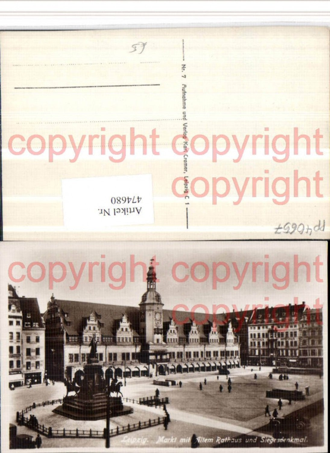 474680,Leipzig Markt m. Altem Rathaus u. Sieges-Denkmal