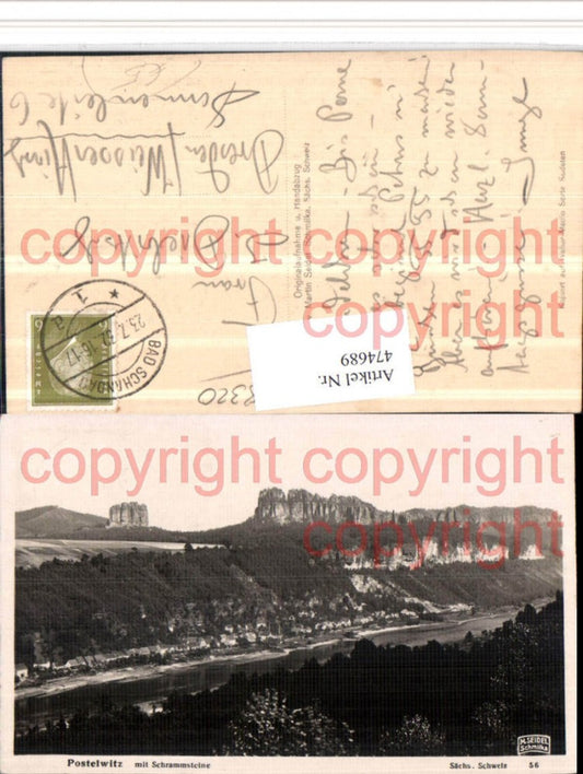 474689,Sächsische Schweiz Postelwitz Totale m. Schrammsteine