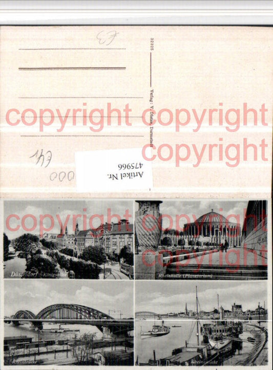 475966,Düsseldorf Königsallee Planetarium Brücke Dampfer Mehrbildkarte