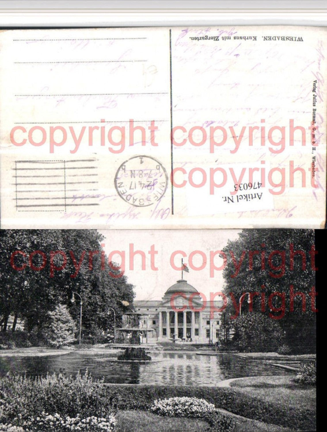 476033,Wiesbaden Kurhaus m. Ziergarten Brunnen