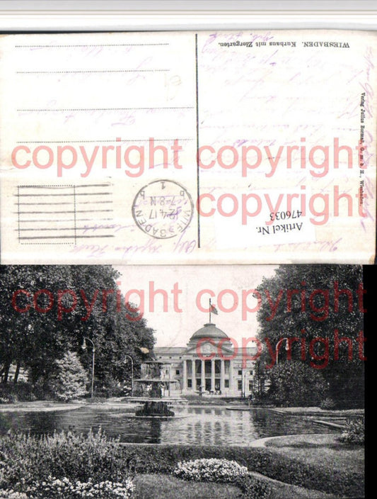 476033,Wiesbaden Kurhaus m. Ziergarten Brunnen