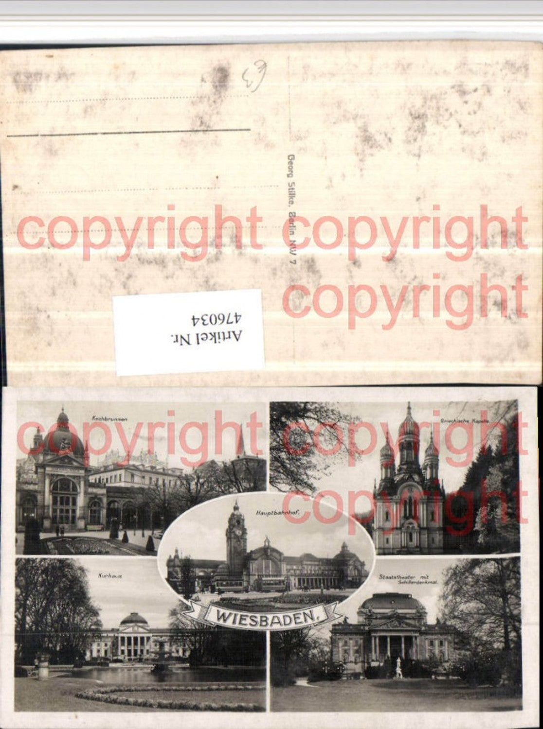 476034,Wiesbaden Kochbrunnen Bahnhof Griechische Kapelle Mehrbildkarte