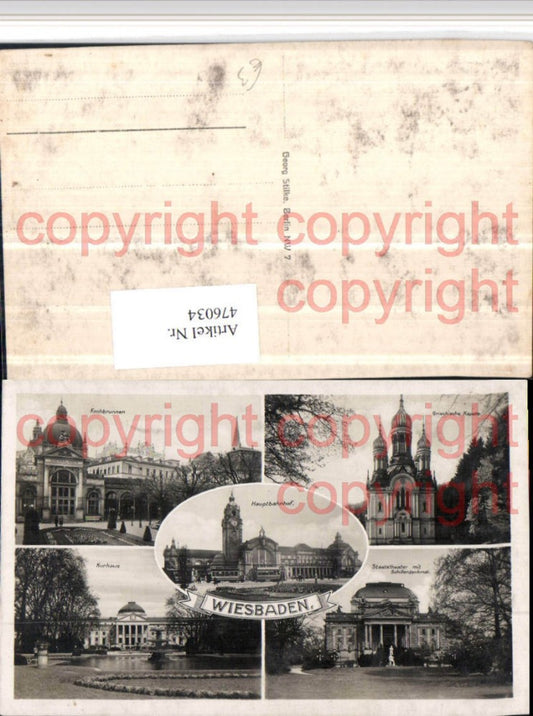 476034,Wiesbaden Kochbrunnen Bahnhof Griechische Kapelle Mehrbildkarte