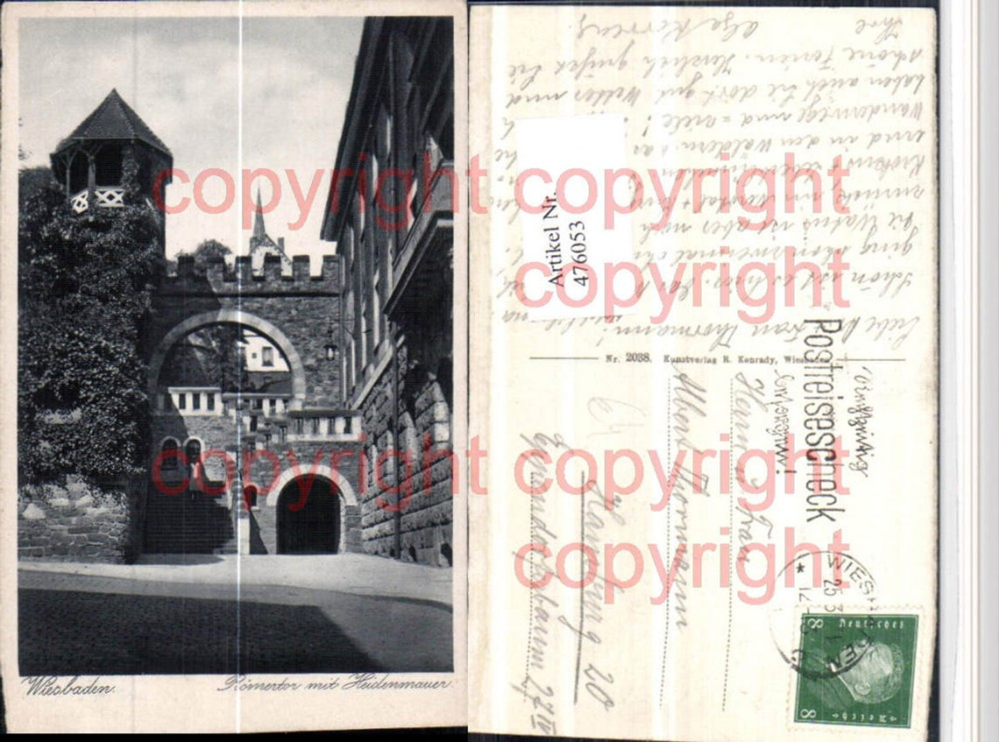 476053,Wiesbaden Römertor m. Heidenmauer