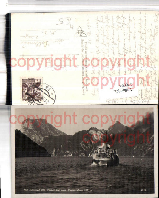476094,Traunsee b. Ebensee Dampfer m. Traunstein Bergkulisse