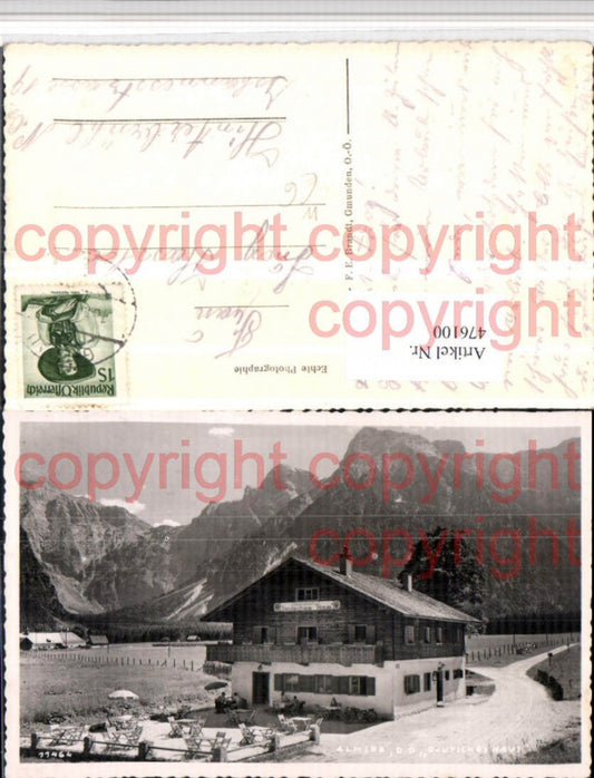476100,Almsee b. Grünau Alpengasthof Deutsches Haus Bergkulisse