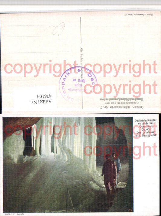 476103,Dachstein-Rieseneishöhle b. Obertraun Vorhang im Eisabgrund