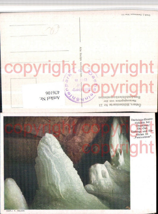 476106,Dachstein-Rieseneishöhle b. Obertraun Eisberge u. Eissäulen im Parzivaldom