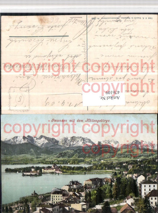 476109,Gmunden Teilansicht m. Höllengebirge Bergkulisse pub F.E. Brandt 930