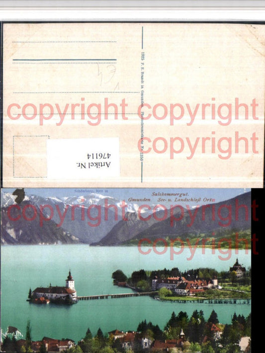 476114,Gmunden See- und Landschloss Ort Orth Bergkulisse pub F.E. Brandt 1350