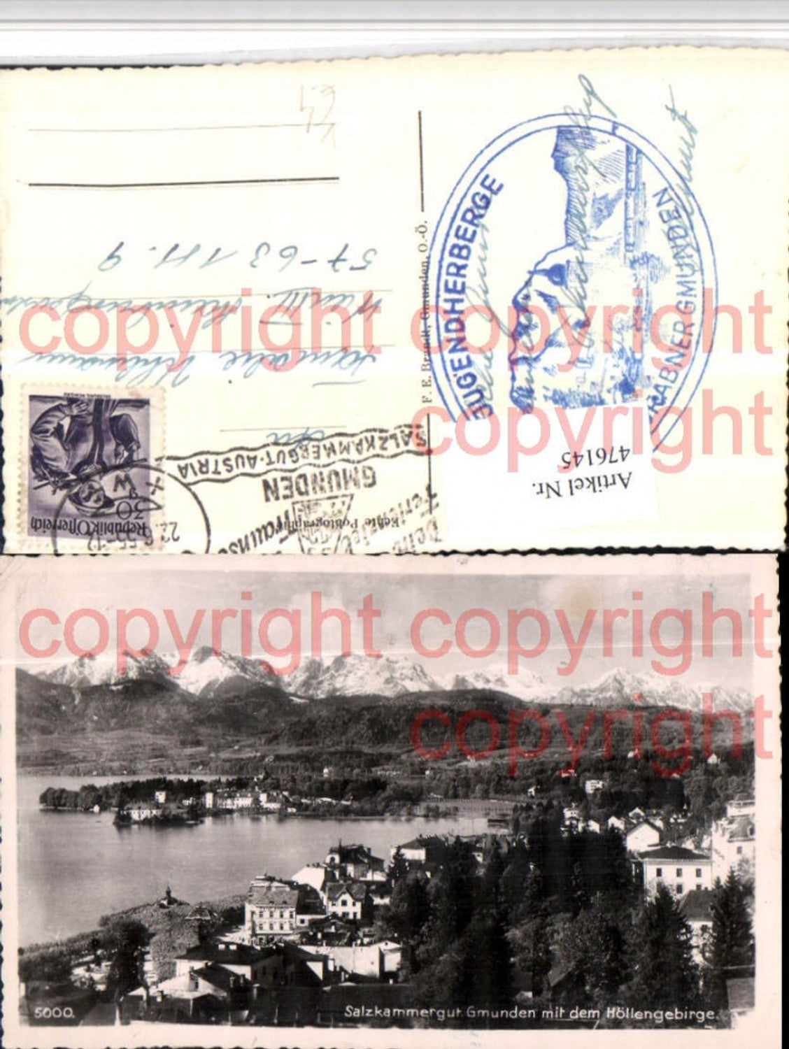 476145,Gmunden Teilansicht m. Höllengebirge Bergkulisse pub F.E. Brandt 5000