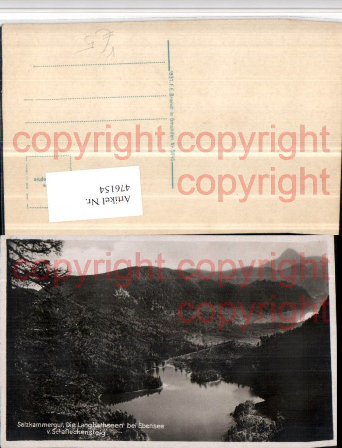 476154,Langbathseen Seen b. Ebensee vom Schafluckensteig pub F.E. Brandt 5646