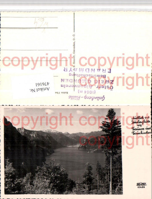 476161,Blick v. d. Grünberghütte auf Traunsee u. Traunkirchen pub Brandt 11422