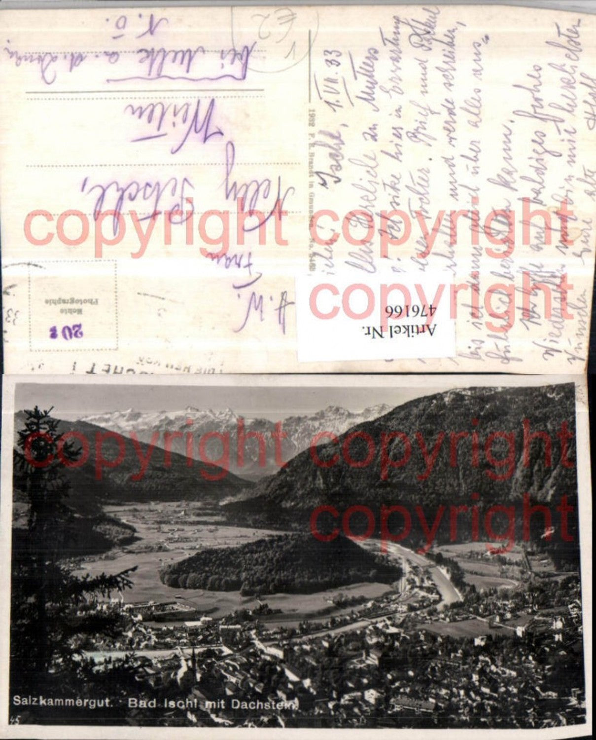 476166,Bad Ischl Totale m. Dachstein Bergkulisse pub F.E. Brandt 5463