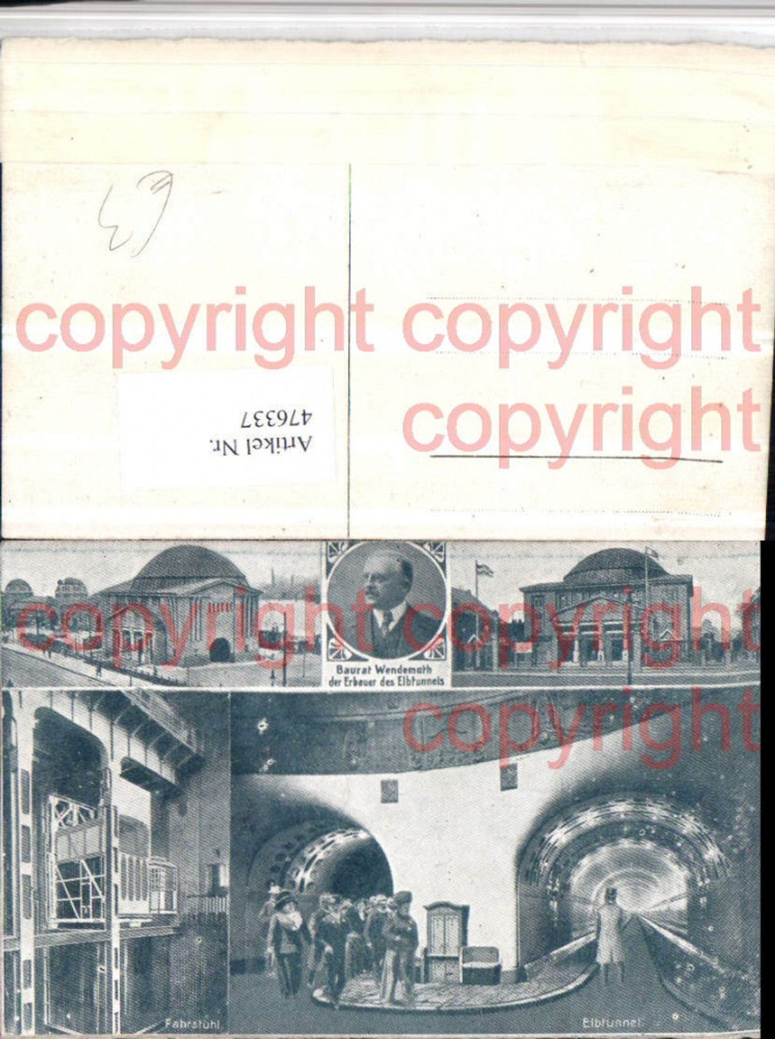 476337,Hamburg Elbtunnel Fahrstuhl Baurat Wendemuth Mehrbildkarte